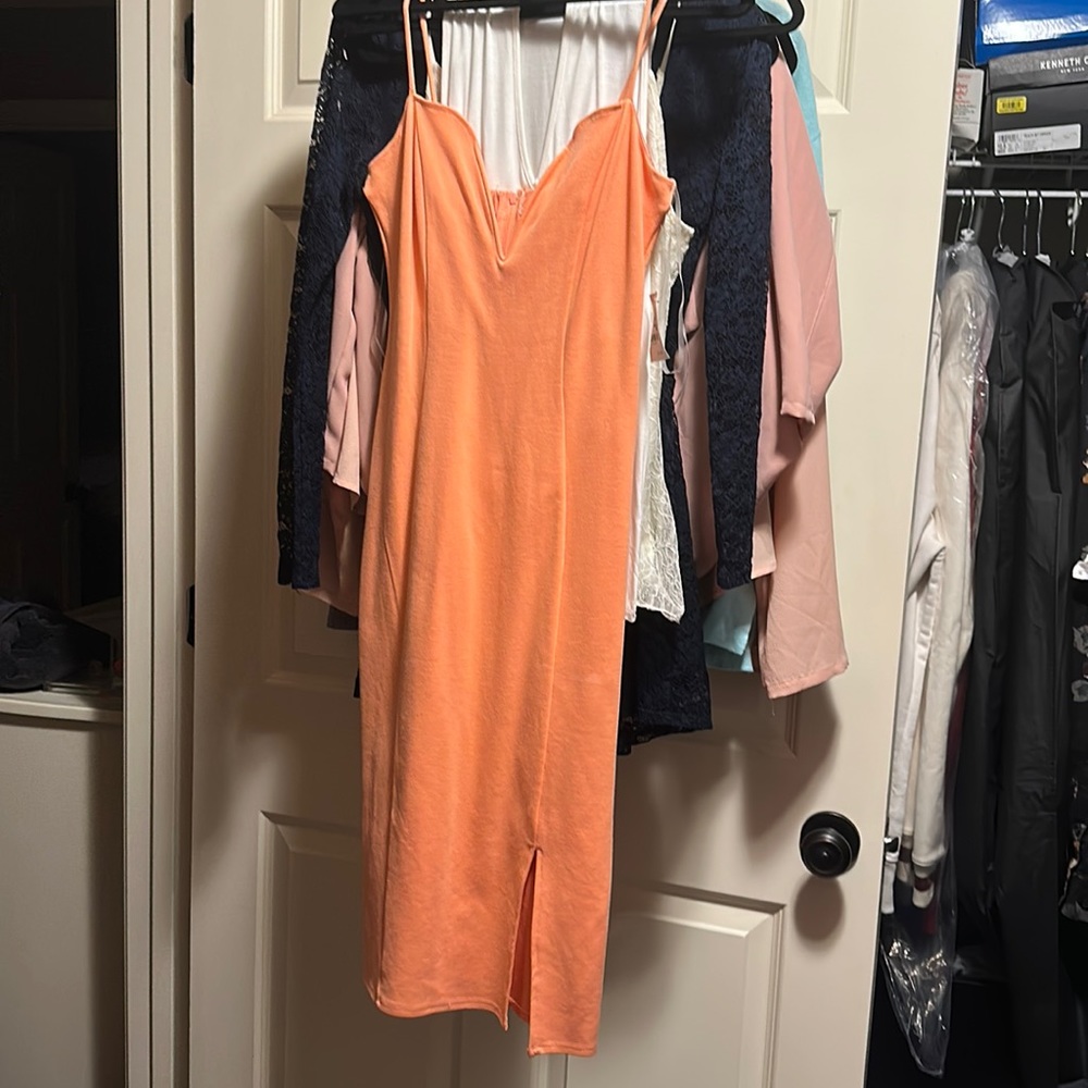 Peach midi dress
